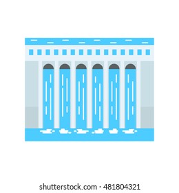 Hydropower from the dam. Alternative and environmental friendly source of energy and electricity.