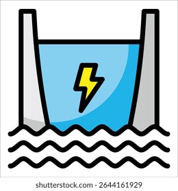 Hydropower Dam Icon Element For Design