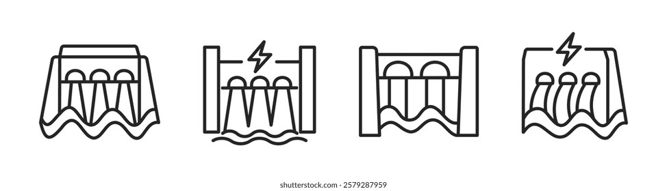 Hydropower dam icon. Hydroelectric logo. hydropower energy generation. Vector.