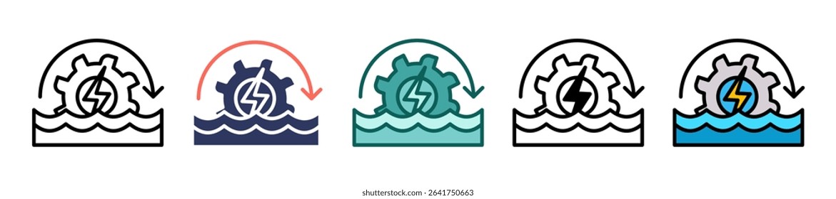 Hydropower Decline Icon Multiple Vector Illustration
