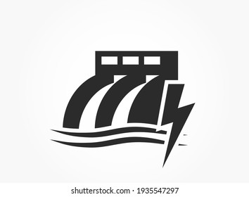 hydropower energy icon. hydroelectric power plant. environment, sustainable and renewable energy symbol. isolated vector image