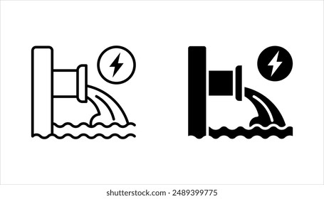 Hydropower energy icon set. High quality vector illustration on white background