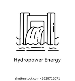 Ícone de estilo de contorno do vetor de energia hidroelétrica. Arquivo Eps 10