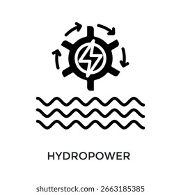 Estilo De Glifo Do Ícone De Energia Hidroelétrica. Ilustração De Vetor Para Design Gráfico