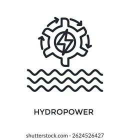 Hydropower Icon Outline Style. Vector Illustration For Graphic Design