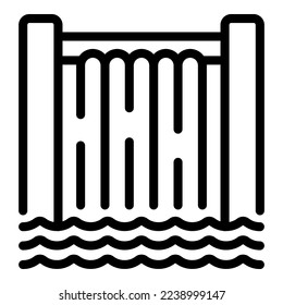 Vector de contorno de icono de energía hidráulica. Energía eléctrica. Eco renovable