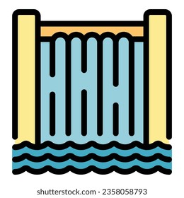 Hydropower icon outline vector. Power energy. Eco renewable color flat