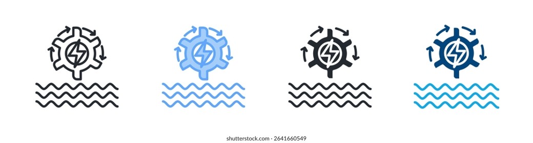 Hydropower Icon Set Multiple Style. Design In Outline, Blue, Glyph, Dualtone