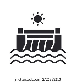 hydropower icons outline and Flat Style,transparent background