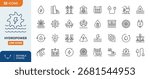 Hydropower line editable icon set.	
