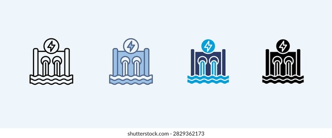 Hydropower Multiple Icon Illustration Vector, Contains