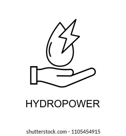 hydropower outline icon. Element of enviroment protection icon with name for mobile concept and web apps. Thin line hydropower icon can be used for web and mobile on white background