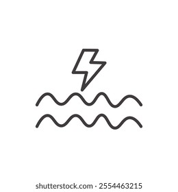 Hydropower thin liner icon vector.