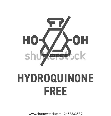 Hydroquinone Free label in bold line - no carcinogenic and allergic compound - sticker for skincare products