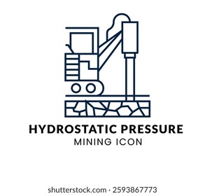 Hydrostatic Pressure line Icon Set . Mining Machine . Vector Illustration