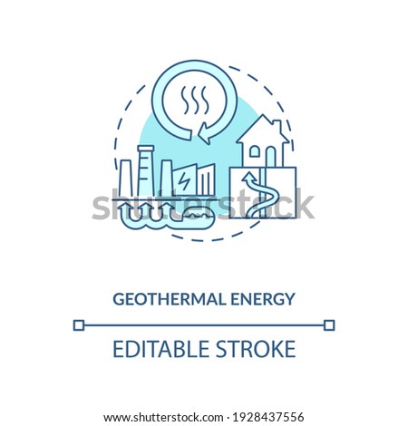 Hydrothermal resource concept icon. Electricity production at geothermal power plants idea thin line illustration. Geothermal energy. Vector isolated outline RGB color drawing. Editable stroke
