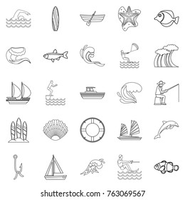 Hydrous icons set. Outline set of 25 hydrous vector icons for web isolated on white background