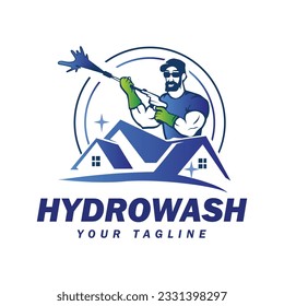 Hydrowash logo design template. Pressure washing elegant logo design.