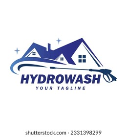 Hydrowash logo design template. Pressure washing elegant logo design.