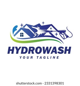 Hydrowash logo design template. Pressure washing elegant logo design.