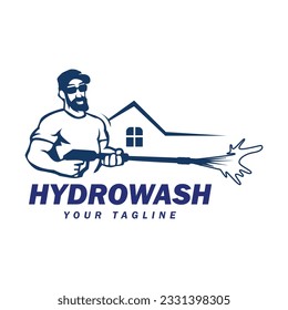 Hydrowash logo design template. Pressure washing elegant logo design.