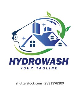 Hydrowash logo design template. Pressure washing elegant logo design.