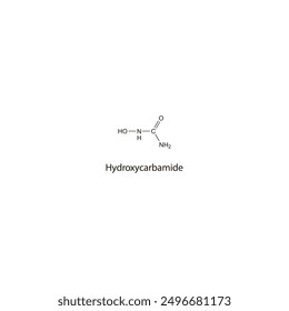 Hydroxycarbamide flat skeletal molecular structure Antineoplastic drug used in cancer treatment. Vector illustration scientific diagram.
