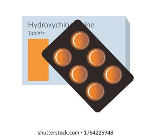 Hydroxychloroquine Drug - Tablet Pack with Box - Icon as EPS 10 File