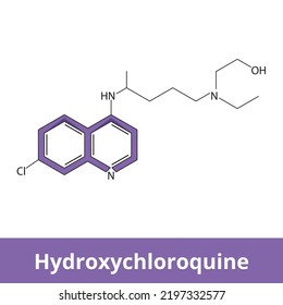 Hydroxychloroquine. A Medication Used To Prevent And Treat Malaria In Areas Where Malaria Other Uses Include Treatment Of Rheumatoid Arthritis. Chemical Structure.