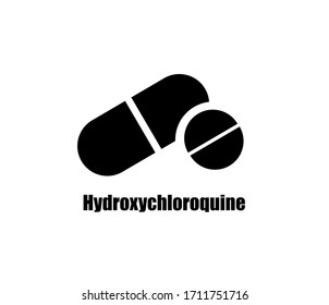 Hydroxychloroquine tablet isolated on white background, coronavirus medicine 