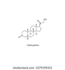 Hydroxydione flat skeletal molecular structure Neurosteroid drug used in Sedation (Hypnotic, sedative agent) treatment. Vector illustration scientific diagram.