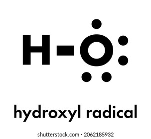 Hydroxyl radikal. Wird von Makrophagen (Immunzellen) verwendet, um Krankheitserreger zu vernichten. Skelettformel.