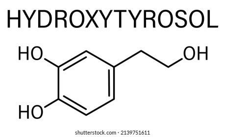 Hydroxytyrosol Olive Oil Antioxidant Molecule. Skeletal Formula.