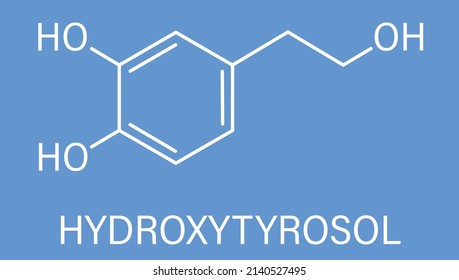 Hydroxytyrosol Olive Oil Antioxidant Molecule. Skeletal Formula.