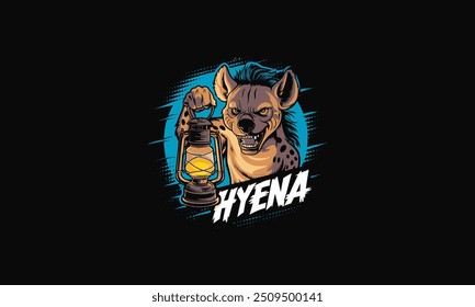 hyena angry holding lantern vector illustration artwork design