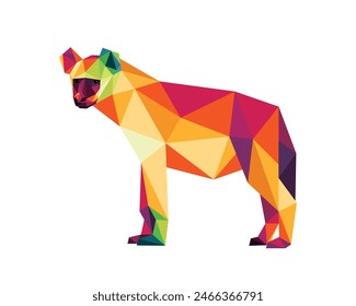 Animal de la hiena en colorido poligonal bajo poli. Colorido bajo Vector de polietileno de la hiena. Hyena Logo colorido Abstractas