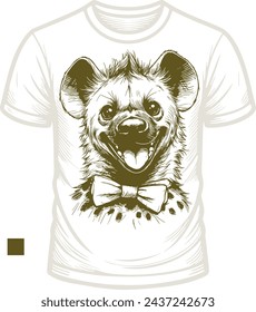 hyena with bow vector stencil design print for t-shirt