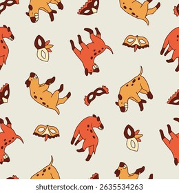 Hyena Carnival Mask Pattern Vector Illustration Seamless for Background Wallpaper Packaging Cover