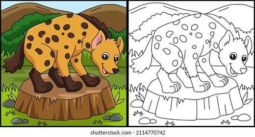 Hyena Coloring Page Vector Illustration