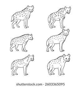 Hyena Drawing Vector illustration outline design set
