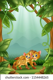 The hyena happy an activityt in jungle