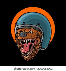 Hyena Head With Helmet Premium Vector