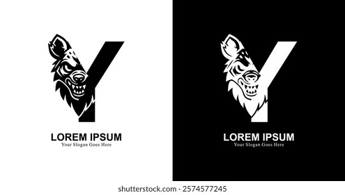 hyena head logo design combined with the letter Y