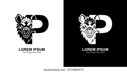 hyena head logo design combined with the letter P