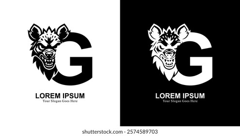 hyena head logo design combined with the letter G