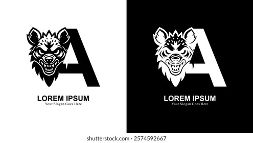 hyena head logo design combined with the letter A