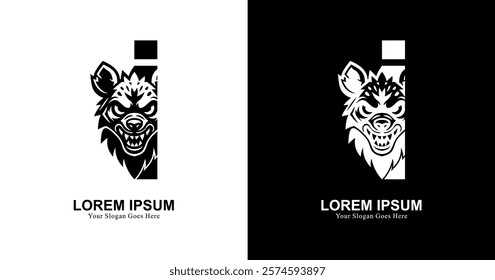 hyena head logo design combined with the letter i