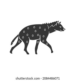 Hyena Icon Silhouette Illustration. Scavenger Canine  Animal Vector Graphic Pictogram Symbol Clip Art. Doodle Sketch Black Sign.