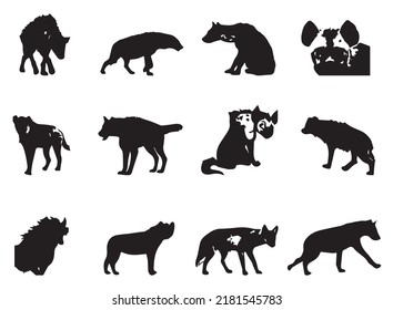 Hyena image. Beautiful vector hyena. Hyena photos. Detail Black Hyena Silhouette On White Stock Vector