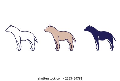 Hyena line and glyph icon, vector illustration